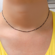 Black Rhodium Sterling Silver Chain with Silver Cubes